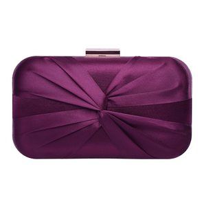Purple Pleated Satin Clutch Purse Wedding Bridal Clutch Bag Prom >:)